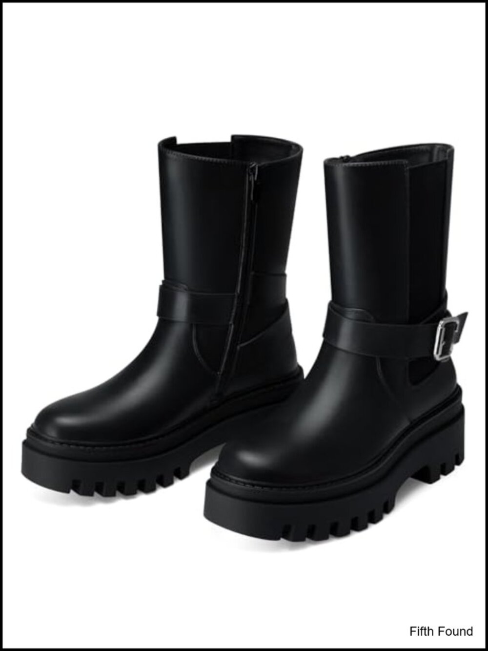 Women's Wide Width Ankle Boots PU Leather Platform Zip Buckle Round Toe